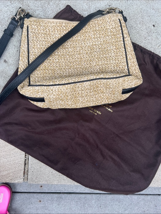 kate spade Handbags - kate spade Natural Straw Crossbody with Black Trim